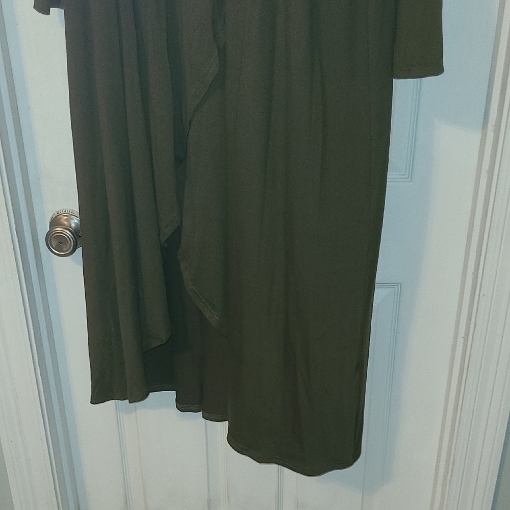 Plus-Size Olive Green Long Sleeve Wrap Maxi Dress - Picture 5 of 8